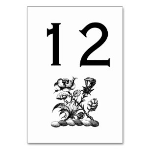 Heraldic Rose & Thistle Coat of Arms Crest Emblem Table Number