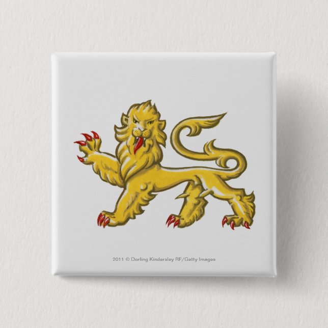 Heraldic symbol of lion statant guardant 15 cm square badge (Front)