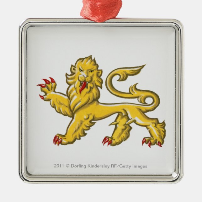 Heraldic symbol of lion statant guardant metal ornament (Front)
