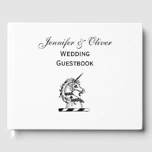 Heraldic Unicorn Head Coat of Arms Emblem Guest Book