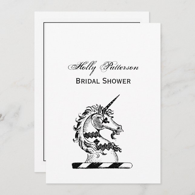 Heraldic Unicorn Head Coat of Arms Emblem Invitation (Front/Back)