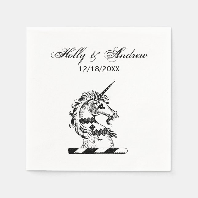 Heraldic Unicorn Head Coat of Arms Emblem Napkin (Front)
