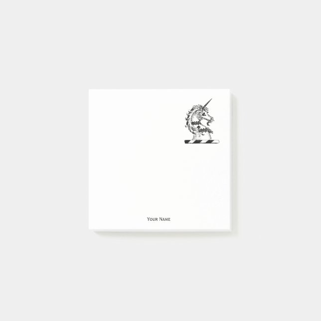 Heraldic Unicorn Head Coat of Arms Emblem Post-it Notes (Front)