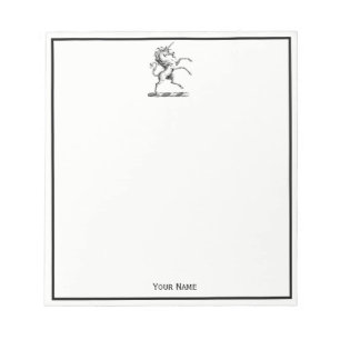 Heraldic Unicorn Rearing Coat of Arms Emblem Notepad