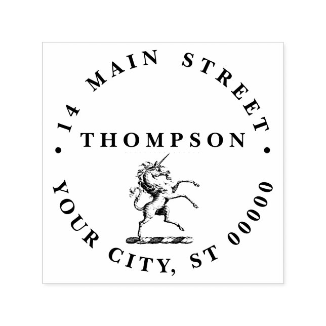 Heraldic Unicorn Rearing Coat of Arms Emblem Self-inking Stamp (Design)