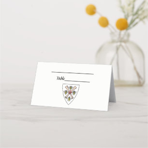 Heraldic Vintage 4 Bees Scrolls on Shield Crest Wt Place Card
