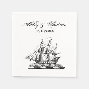 Heraldic Vintage Nautical Clipper Ship Crest Napkin