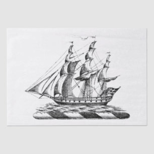Heraldic Vintage Nautical Clipper Ship Crest Tissue Paper