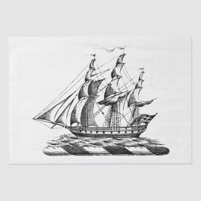 Heraldic Vintage Nautical Clipper Ship Crest Tissue Paper (Front)