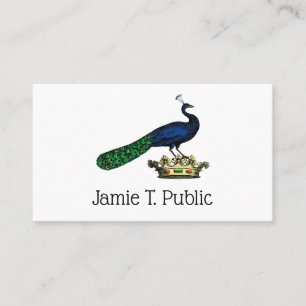Heraldic Vintage Stylised Peacock on Crown C Business Card