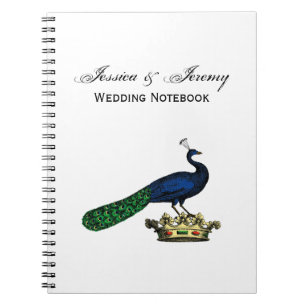 Heraldic Vintage Stylised Peacock on Crown C Notebook