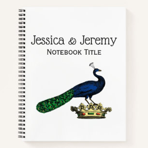 Heraldic Vintage Stylised Peacock on Crown C Notebook