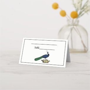 Heraldic Vintage Stylised Peacock on Crown C Place Card
