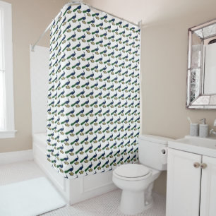 Heraldic Vintage Stylised Peacock on Crown C Shower Curtain
