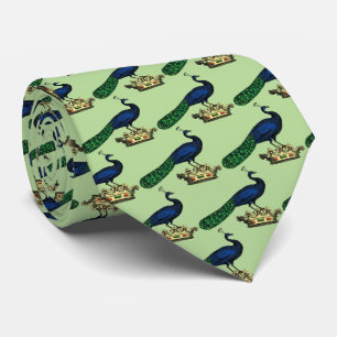 Heraldic Vintage Stylised Peacock on Crown C Tie