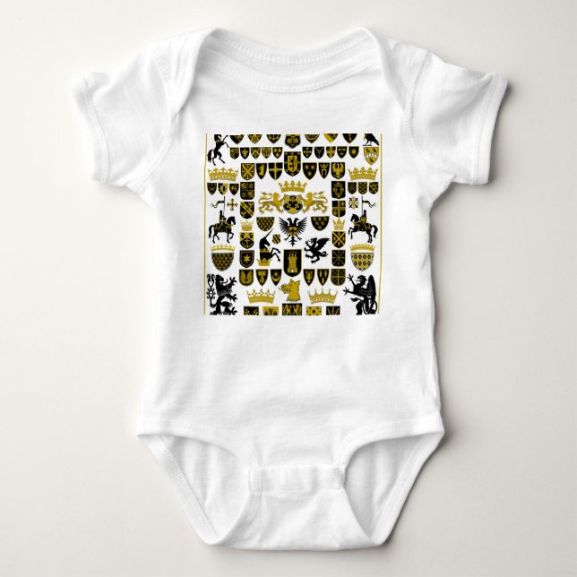 Heraldry crests, symbolic designs. baby bodysuit (Front)
