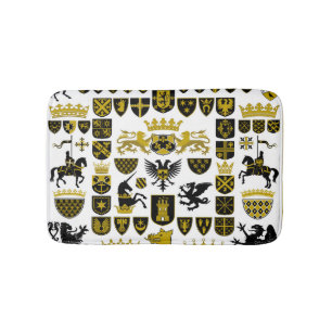 Heraldry crests, symbolic designs. bath mat