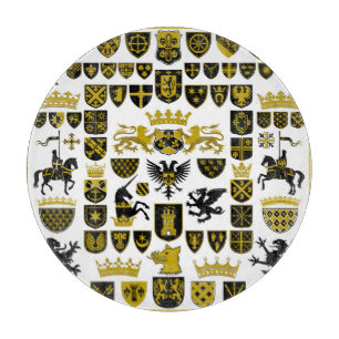Heraldry crests, symbolic designs. cutting board