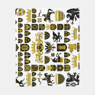 Heraldry crests, symbolic designs. fleece blanket