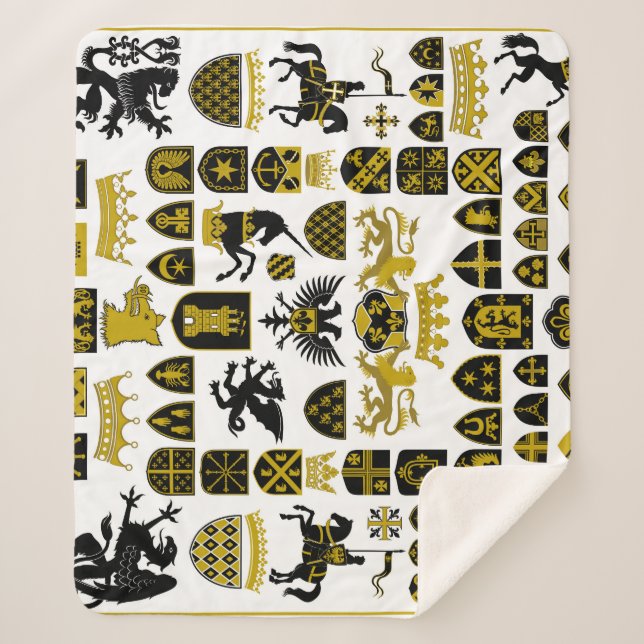Heraldry crests, symbolic designs. sherpa blanket (Front)