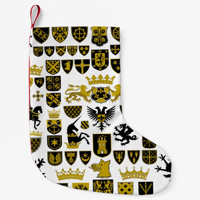 Heraldry crests, symbolic designs. small christmas stocking (Front)