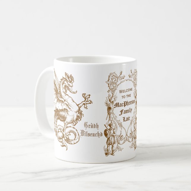 Heraldry Dragon Scottish Clansman Warrior Frame Coffee Mug (Front Left)
