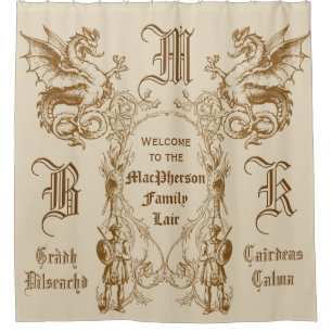Heraldry Dragon Scottish Clansman Warrior Frame Shower Curtain