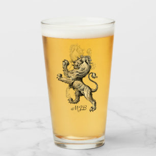 Heraldry Lion Customisable Monogram Glass