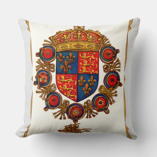 Heraldry with Crown Throw Pillow (Front)