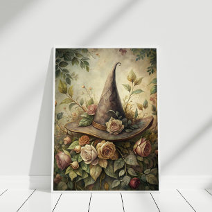 Herb and Flowers Spell – Boho Witch Hat Wall Art