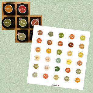 Herb and Spice jar labels color coded