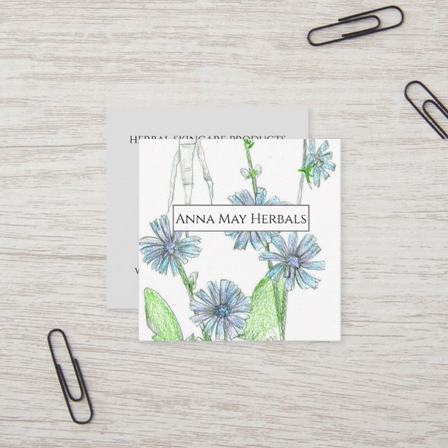Herb Farm Chicory Medicinal Plants Business Card (Front/Back In Situ)