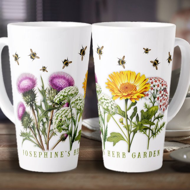 Herb Garden Bumblebees Personalised Latte Mug (Creator Uploaded)