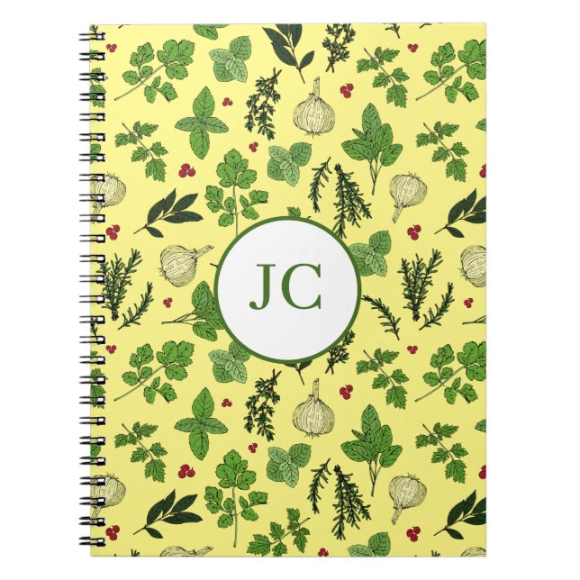 Herb Garden Kitchen Culinary Herb Pattern Notebook (Front)