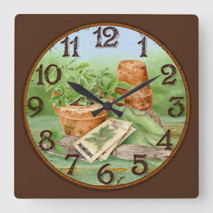 Herb Garden Square Wall Clock