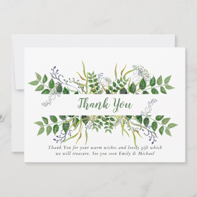 Herb Garden Thank You Card - Blue Green Botanical (Front)
