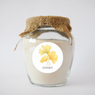 Herb Ginko Watercolor  Classic Round Sticker