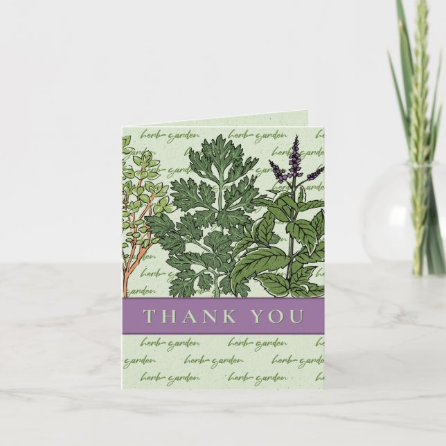 Herb Green Garden  Thank You Card (Front)