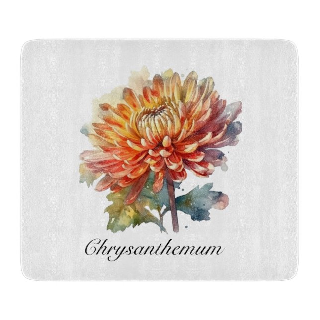 Herb Life: Chrysanthemum customisable Cutting Board (Front)
