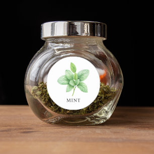 Herb Mint Watercolor  Classic Round Sticker