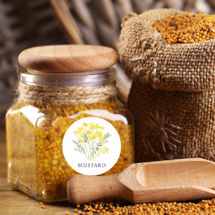 Herb Mustard Watercolor  Classic Round Sticker