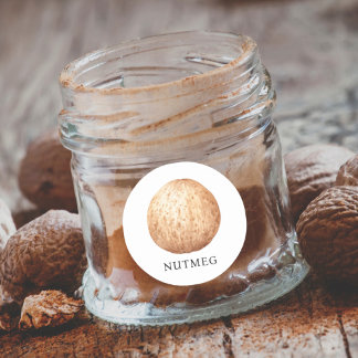 Herb Nutmeg Watercolor Classic Round Sticker