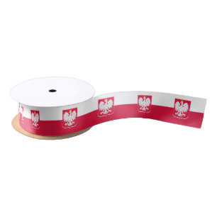 Herb Polski, Eagle & Polish Flag, Poland / sports Satin Ribbon