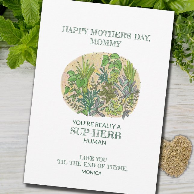 Herb Puns Funny Botanical Mother's Day Card (Creator Uploaded)