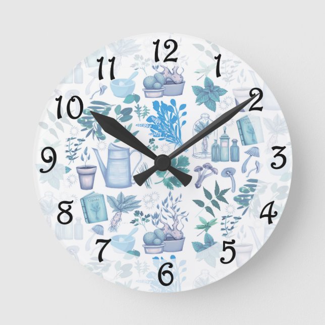 Herb Toile Round Clock (Front)