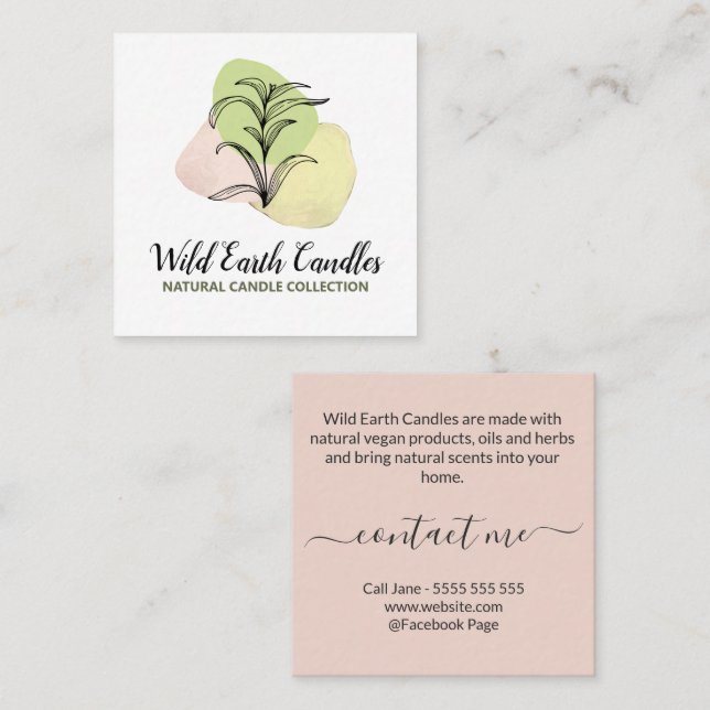Herbal Abstract Logo Candle And Soap Business Card (Front/Back)