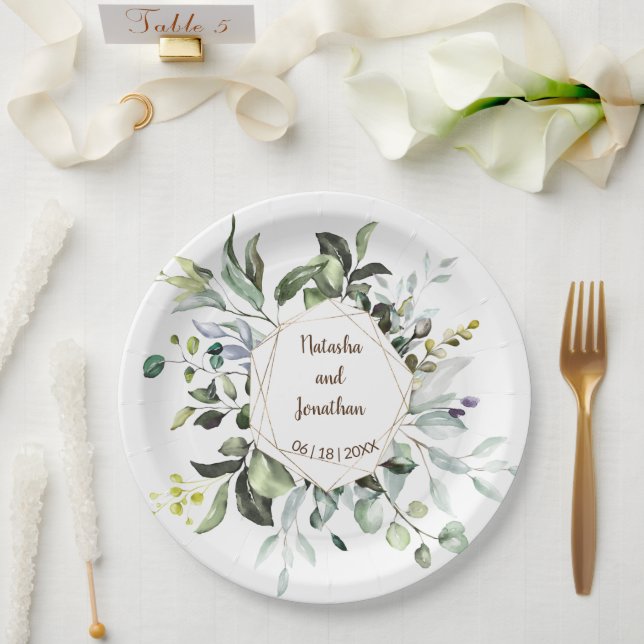 Herbal and Greenery Bridal Wedding Reception Paper Plate (Wedding)