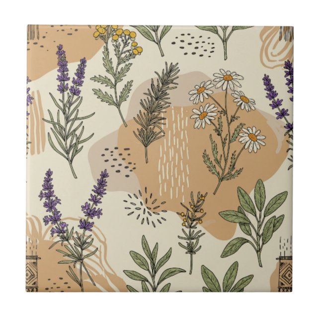 Herbal Blossoms Ceramic Tile (Front)