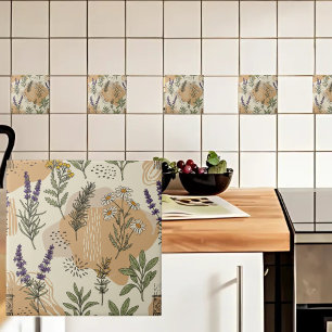 Herbal Blossoms Ceramic Tile