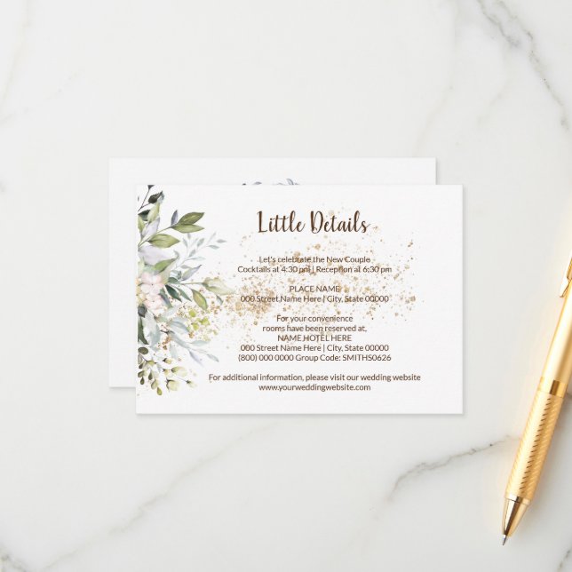 Herbal Bridal Shower Wedding Details Enclosure (Front/Back In Situ)